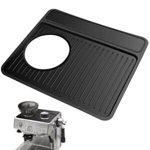 브레빌 870/880용 탐핑 매트, 에스프레소 탐퍼 식품 등급 실리콘 논슬립, 11인치 x 9.25인치, 방수 내열, 머신 바리스타 액세서리용 스테이션(블랙)