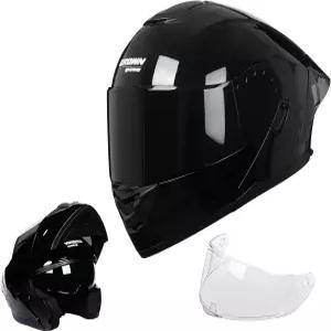 플립업 디자인의 크라운 레이싱 모듈식 모터사이클 헬멧 엑스트라 클리어 바이저 풀페이스 DOT 승인