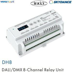 Skydance Dali DMX RDM 릴레이 유닛 컨트롤러 240V, 8CH 램프 8 채널 숫자 디스플레이 DT7 DH8 딘 16A, 조명용 DC100 레일, LED