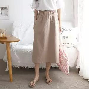 [올리비에스클로젯] 앞포켓 린넨 스커트_O2604SK028B