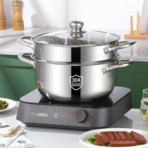 스테인리스 캐서롤 조리기구 인덕션 쿠커 요리용 수프 냄비 있는 손잡이 유리뚜껑이 이중