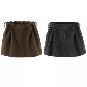 스커트 여친 체크 시크하고 로맨틱 정장 퍼프 반치마 잔모직 슬림핏 가 DUCHI1