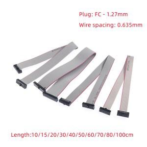 1PCS FC 1 27mm 피치 그레이 IDC 플랫 ISP 리본 케이블 방향 동일 이중 끝 6/10/14/16/20/30/34/40P 다운로드 데이터 JTAG