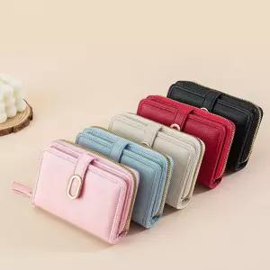 여성 수납력 좋은 타원 클립 지퍼 다용도 예쁜 중지갑