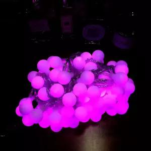 LED앵두전구 100구 투명선 핑크 점멸전원코드포함