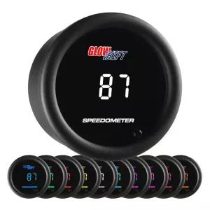 GlowShift 10 컬러 디지털 140MPH 속도계 게이지 키트 - 멀티 LED 디스플레이 틴티드 렌즈 2-1/16인치 52mm