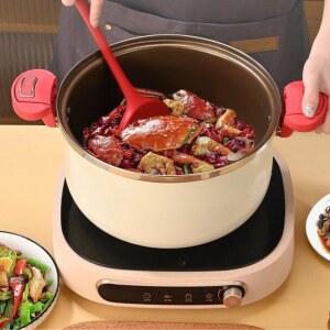 스토브탑 압력솥 헤비듀티 알루미늄 이중 손잡이 빠른 야채 스튜 뚜껑 잠금 고기