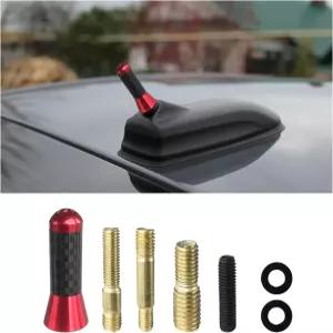실빌 카 쇼트 안테나 1.37인치 알루미늄 라디오 교체 나사가 있는 탄소 섬유 키트 대부분의 자동차 SUV를
