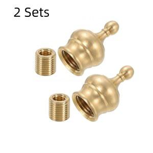 2세트 솔리드 브래스 램프 쉐이드 탑 테이블 및 리듀싱 너트와 어댑터 캡 플로어 램프용 장식 스크류