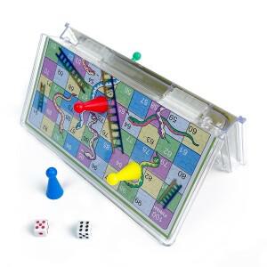 접이식 자기 크리스탈 뱀과 사다리 보드 게임 투명 플라스틱 체스판 탁상용 여행 야외 세트