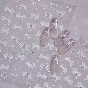 [골드스마일]네일아트 러블리 웨딩 리본 레이스 엠보스티커 4종