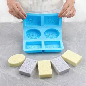 비누 만들기 몰드 2팩 실리콘 캐비티 수제 직사각형 타원형 및 꽃 모양 베이킹 욕조