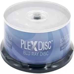 PLEXDISC 645-213 50GB 6X 블루레이 더블 레이어 기록 가능 BD-R DL 화이트 잉크젯 25디스크 스핀들