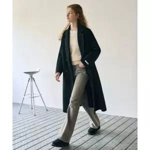 매장정품 DRAW FIT 드로우핏 DRAWFIT WOMEN 울 핸드메이드 더블 롱코트 [BLACK] DFWMCT4410BK 1367001