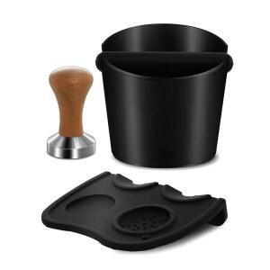 Gevi 3pcs 에스프레소 머신 액세서리 세트, 커피 탬퍼, 노크 박스, 탬퍼 매트, 실리콘 패드, 홈 오피스용 우유 카푸치노용 덤프