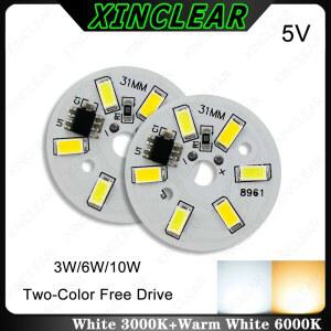 10 LED 조명 보드 3W 6W SMD 흰색 스포트라이트 통에 색 USB 직접 구슬 DIY 2835 5730 2 5V 램프 10W 따뜻한
