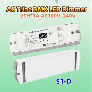 S1 D Skydance 100 240VAC AC Triac LED DMX 컨트롤러 1A/CH 채널 DMX512 디지털 듀얼 디스플레이 조광기 실리콘 2CH 출력