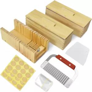 아트컴 로프 비누 만들기 몰드 키트 2Pcs 42oz 직사각형 실리콘 뚜껑이 있는 나무 상자 스테인리스 스틸