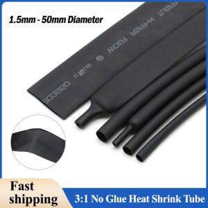 3 1 검정색 열 수축 튜브 없음 5/3/4 5/6/9/12/15/18/24/30/39/50mm 폴리올 절연 방수 보호 케이블 슬리브