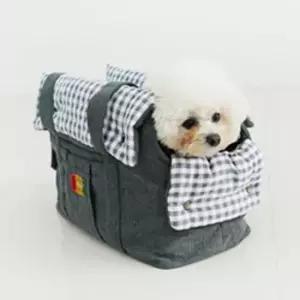 [반려] 체크 카시트 방석 1P 강아지 네이비 애견 이동가방