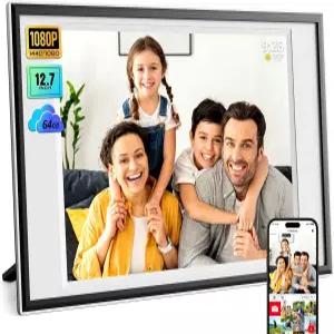 Framo 디지털 액자 12.7인치 64GB 사진 1440 1080P IPS 터치 전자 자동 회전 테이블탑 및 벽걸이 USB SD