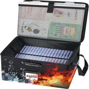 자물쇠가 달린 방화 사진 보관함 내부 4인치 x6 36개 및 대형 8인치 x12인치 케이스 3개 방수 파일 정리함