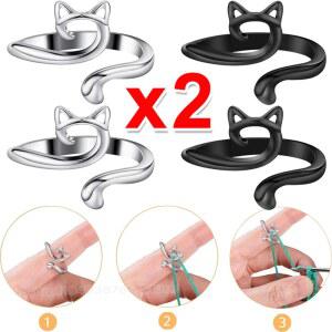 뜨개질 코바늘 링 1/2개 조절 가능한 텐션 초보자용 실 가이드 손가락 홀더 심블 와인더 도구