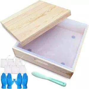 비누 제작용 사각 몰드 대형 사이즈 - 8L 282OZ 18파운드 직사각형 실리콘 나무 상자와 덮개가 있는 i 포장
