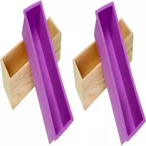 42온스 보라색-2PCS 비누 케이크 만들기를 위한 우드 박스 DIY 도구가 포함된 Ogrmar 유연한 직사각형