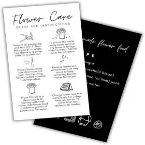 신선한 꽃 음식 관리 지침 행태그 카드 50 pk 2x3.5 크래프트 룩 키트 레시피 과립 식물 플로리스트 동봉