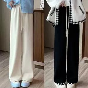 여성 코듀로이 와이드핏 허리밴딩 기모 안감 바지