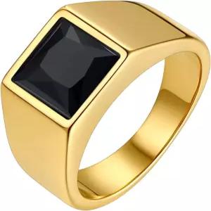 베스타일 스테인리스 스틸 남성 시그넷 반지-블랙/블루 보석 밴드 반지-클래식 심플 두꺼운 사이즈 7-14