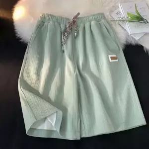 5부 플리츠 트레이닝 반바지 데일리 잔주름 여름 팬츠