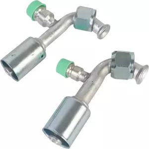 와이즈픽 에어컨 AC 피팅 세트 8 및 10 R134a 압력 밸브 포함 여성 플레어 비드락 90도