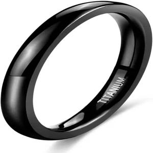 티그라드 블랙 티타늄 링 2mm 돔 하이 폴리쉬 웨딩 밴드 사이즈 3-14.5