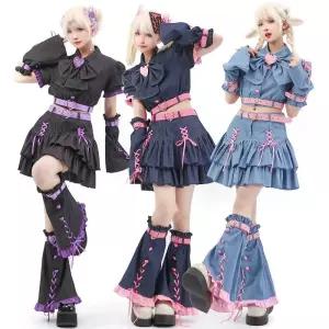 여자테마의류 아비풍녀 코디 상의 스위트 도파민 벌룬리본 +장갑 심쿵마켓