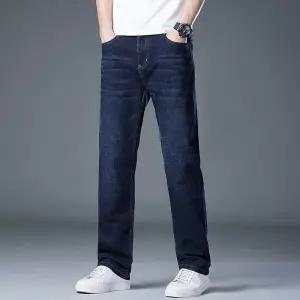 남성 빅사이즈 가을 도톰한 데님바지 스트레이트 탄력성 아빠 배기 팬츠 심쿵직구