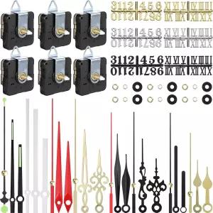 키겔리 6피스 쿼츠 DIY 벽시계 6개 시계 숫자 키트 이동 메커니즘 배터리 작동 모터 수리를 위한 8쌍의