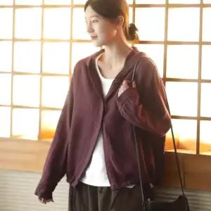 여자셔츠 카디건 워싱 봄 앤티크 셔츠 스트링 후드 린넨 아우터 샌드 심쿵마켓