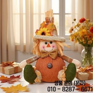 1개 러스틱 가을 수확 허수아비 장식 크리스마스용 체크무늬 및 해바라기 벽 파티 소품