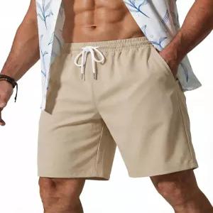 쿠판디 남성 하와이안 비치 반바지 탄력 허리 드로스트링 경량 여름 캐주얼 포켓 포함