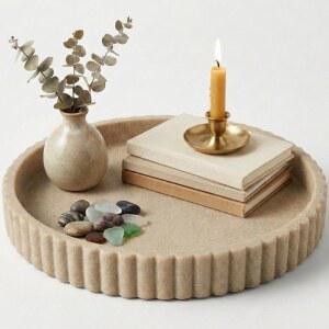 장식용 OAKOA 장식 트레이 - 거실용 커피 테이블 가정용 원형 센터피스 모던 미니멀리스트