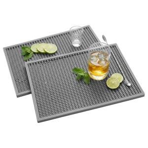 ZJWZLG 바 매트 - 조리대 및 식기 건조용 고무 18인치 X12(2개), 홈 바, 칵테일 세트, 주방 실외용 에어플로우 디자인의 미끄럼 방지 바텐더 매트(그레이)