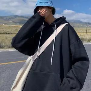 넉넉한핏 남녀공용 데일리 무지후드티 긴팔 남성티셔츠