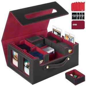MTG용 STTRBOX 트레이딩 카드 보관함 MTG 커맨더 덱 박스 다목적 케이스 탑로더 4개 컬러풀 디바이더 블랙 레드