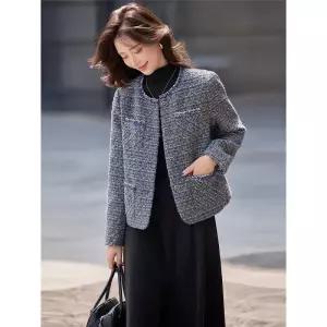 여성자켓 가을 부드럽고 달콤한 라운드넥 슬림핏 스타일리쉬 코트 심쿵해외구매