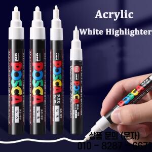 3pc Uni White rotulador permanente Posca 아크릴 PC 1M 블랙 Paiting 낙서 유리 세라믹 가죽 패브릭