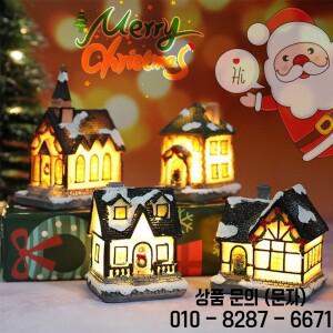 빛나는 겨울 크리스마스 파티 장식 공예 송진 작은 집 로맨틱한 미니어처 마을 건물