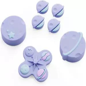 스위치 2와 호환되는 GeekShare 크로스 DPad 버튼 캡 엄지 그립 세트 2용 ABXY 키 스티커 커버 퍼플 플래닛