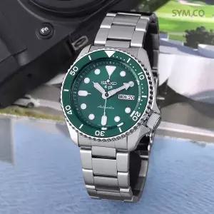 [세이코]5 SRPD61K1 오토매틱 다이버워치 그린 실버 데이데이트 남자 메탈 시계 d4